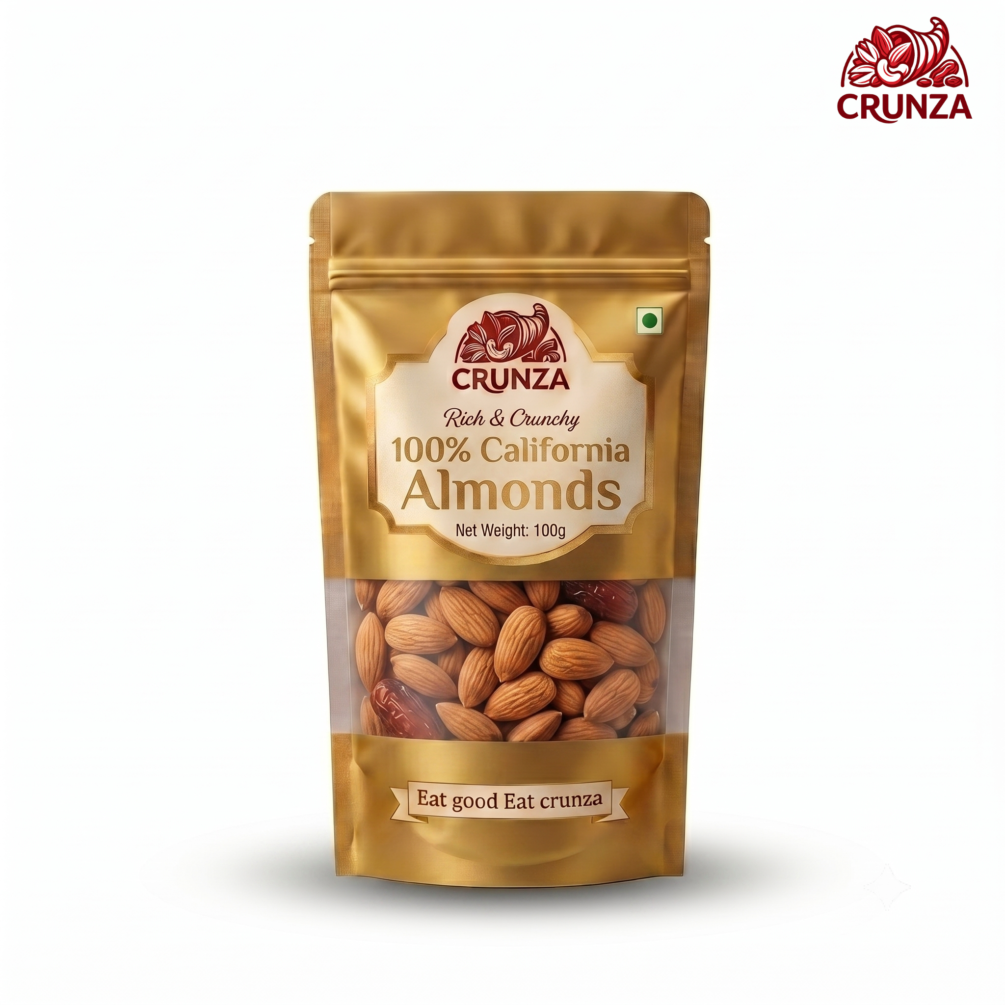 Crunza Rich & Crunchy Premium Almonds (Badam) - 100g