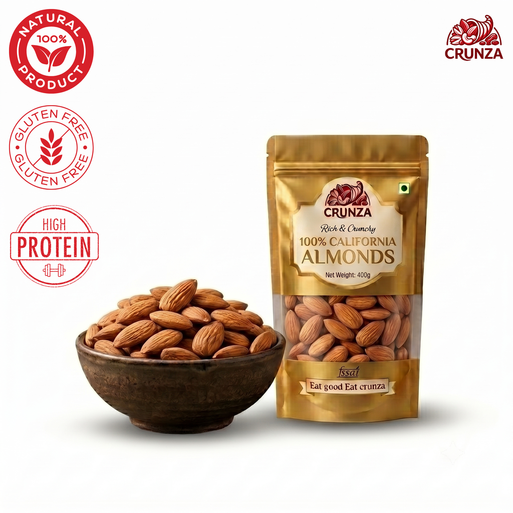 Crunza Rich & Crunchy Premium Almonds (Badam)- 400g